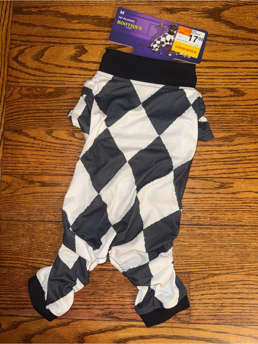 Bootique Black & White Argyle Pet Pajama own Costume M
